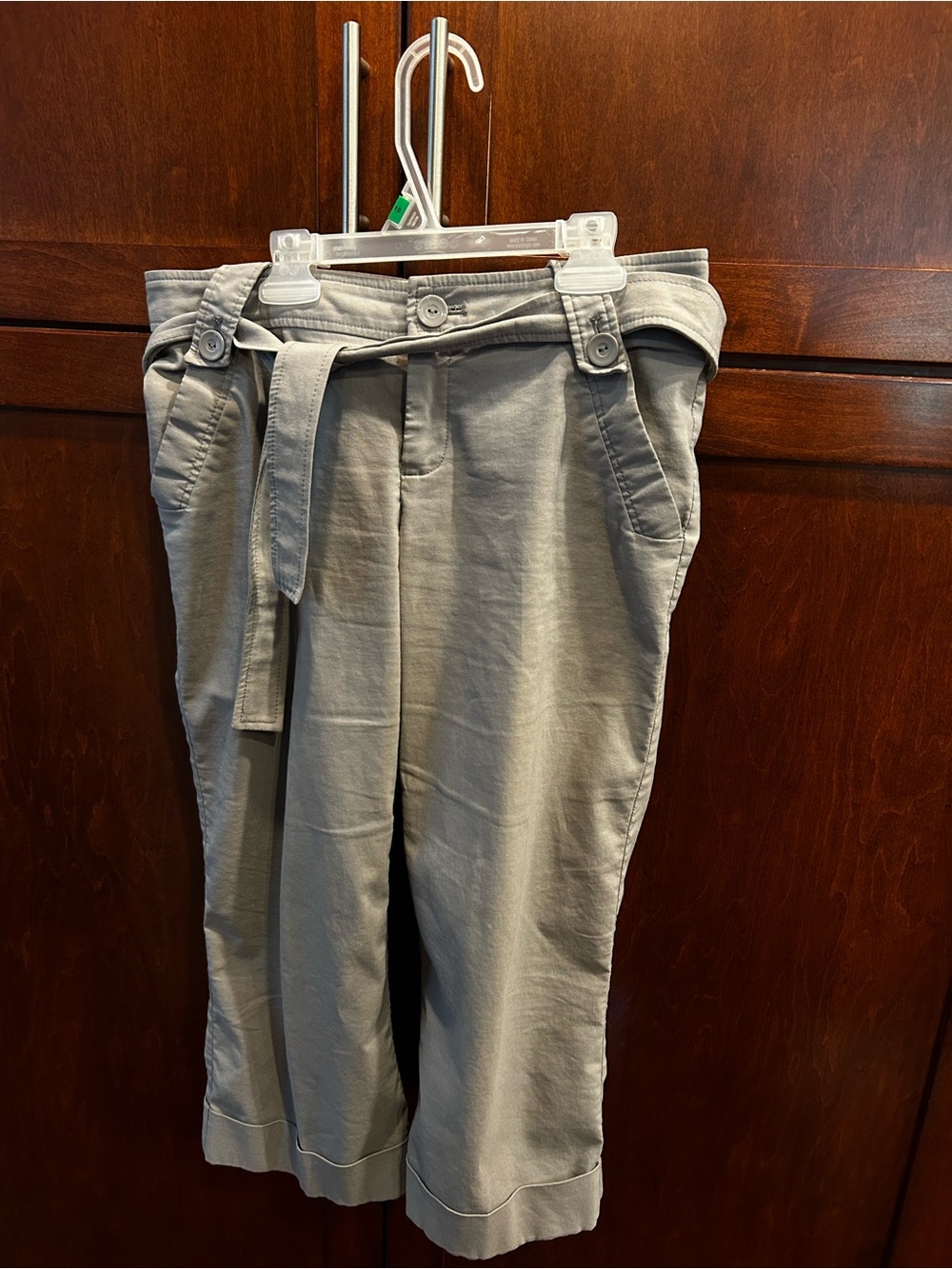 Vintage - Woman’s  Casual Belted Crop Pants - Gray - MEXX - size: 6